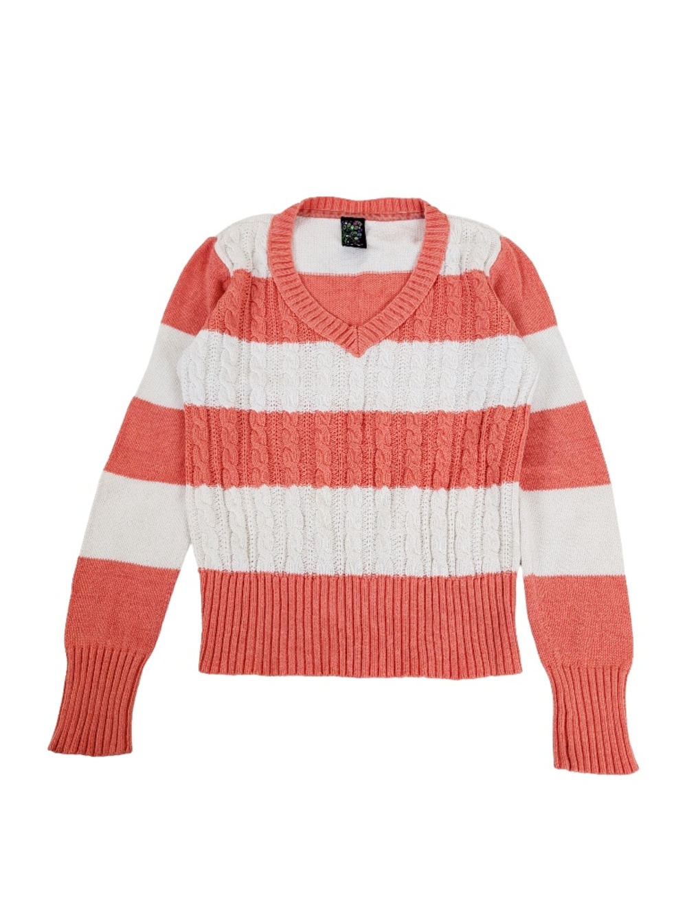 Kids Cable Knit Sweater Orange White Size 8Y Children’s